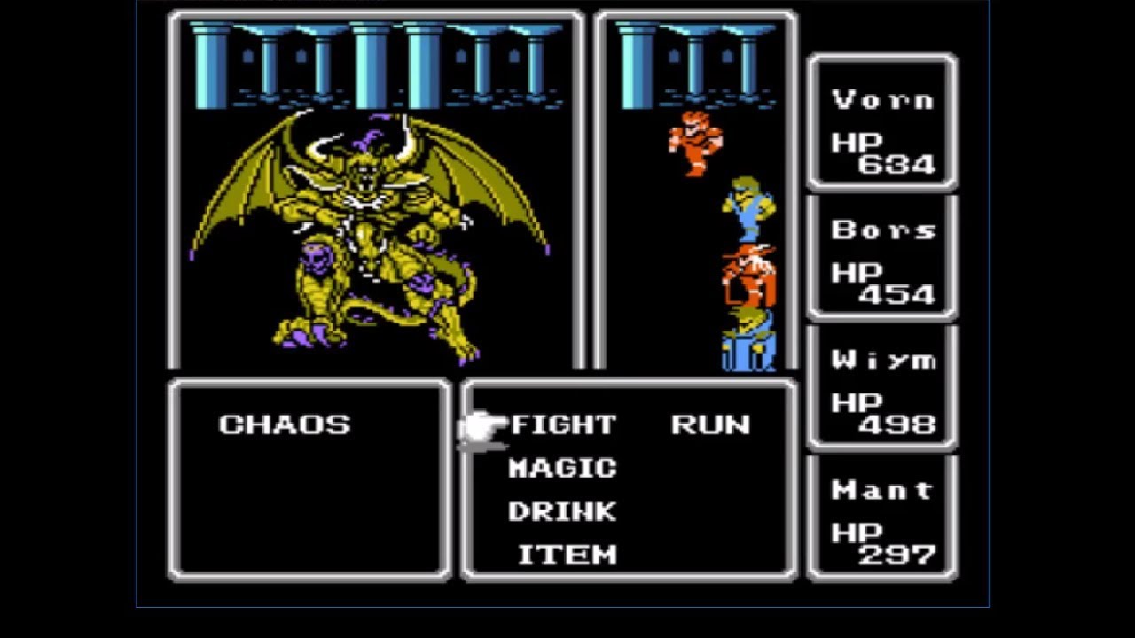 The four heroes of Light battle Chaos in the final battle.